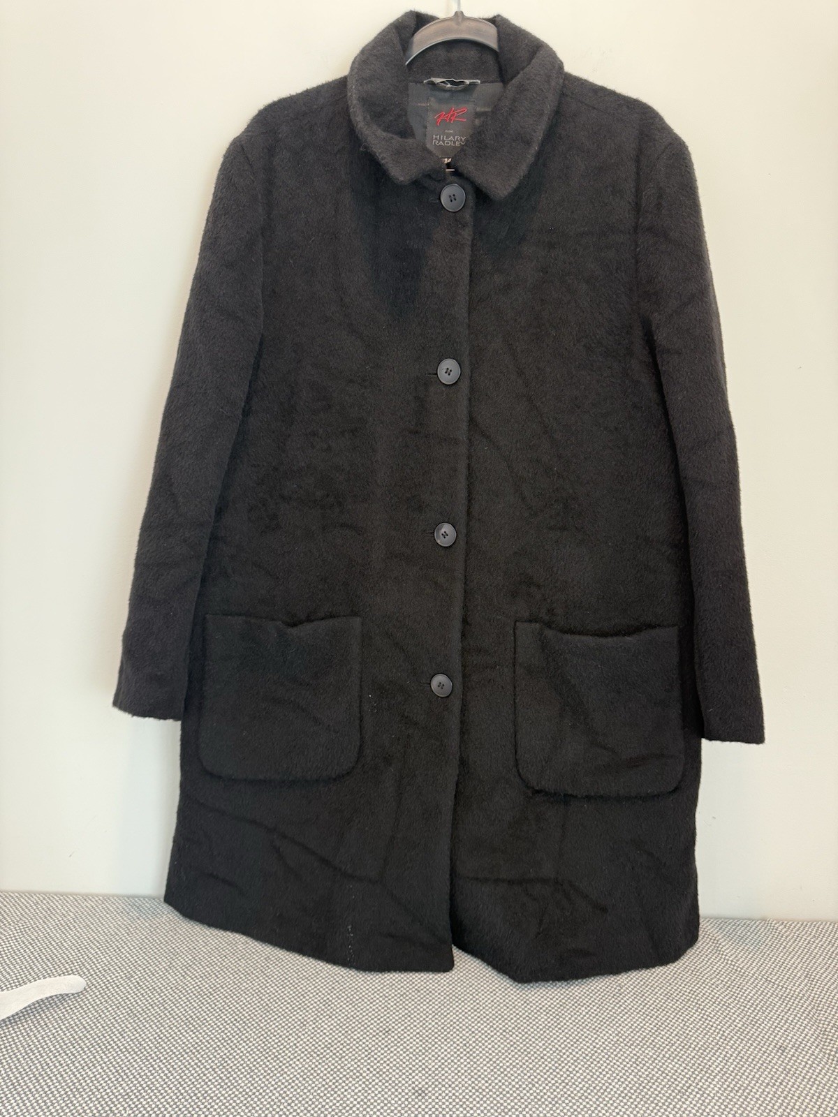 Hilary Radley Baby Llama Wool Blend Overcoat Women 14 Black Incalpaca Jacket