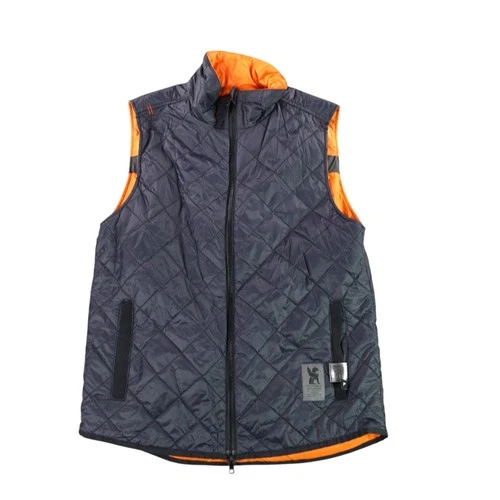 Chrome Industries Reversible Quilted Vest Mens L Black Orange Cycling Insulated - product listing photo