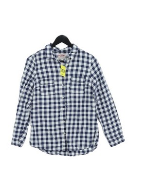 Old Navy Damen Hemd S blau kariert 100% Baumwolle Langarm Kragen Basic