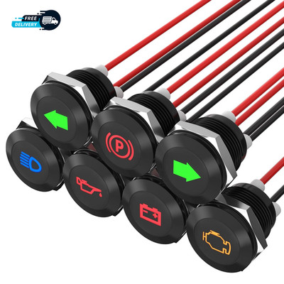 12V LED Indicator Light Small Indicator Light Waterproof 1/2'' Panel Cutout