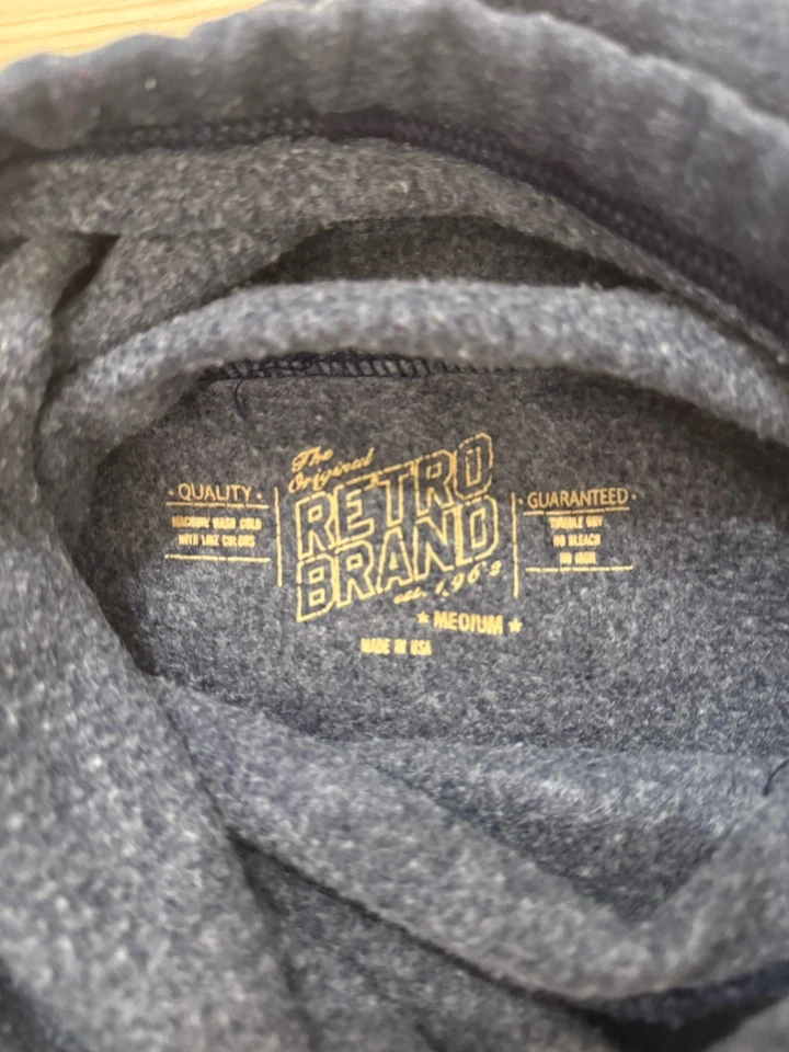 Notre Dame Sweatshirt Retro Beans Women’s Size Medium Heather Navy Blue Hoodie - Image 4 of 4