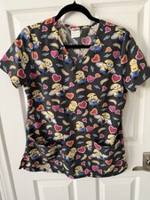 Despicable Me Minions Small V Neck Scrub Top With 2 Pockets.