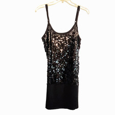 Studio Y Little Black Dress size M Sexy Mini Slip Dress with Spangles Paillettes