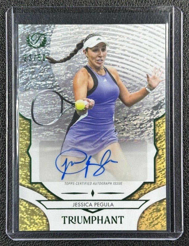 JESSICA PEGULA 2025 TOPPS TRIUMPHANT #23-A AUTO TROPHY GOLD FOIL 23/50