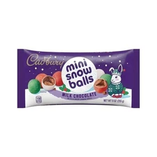 Cadbury Mini Snowballs Milk Chocolate + Crunchy Sugar Shell 9 Oz Christmas Candy