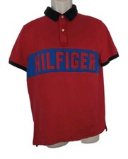 Tommy Hilfiger Polo Shirt Block Letter Rugby 90's Streetwear Men s M Custom fit