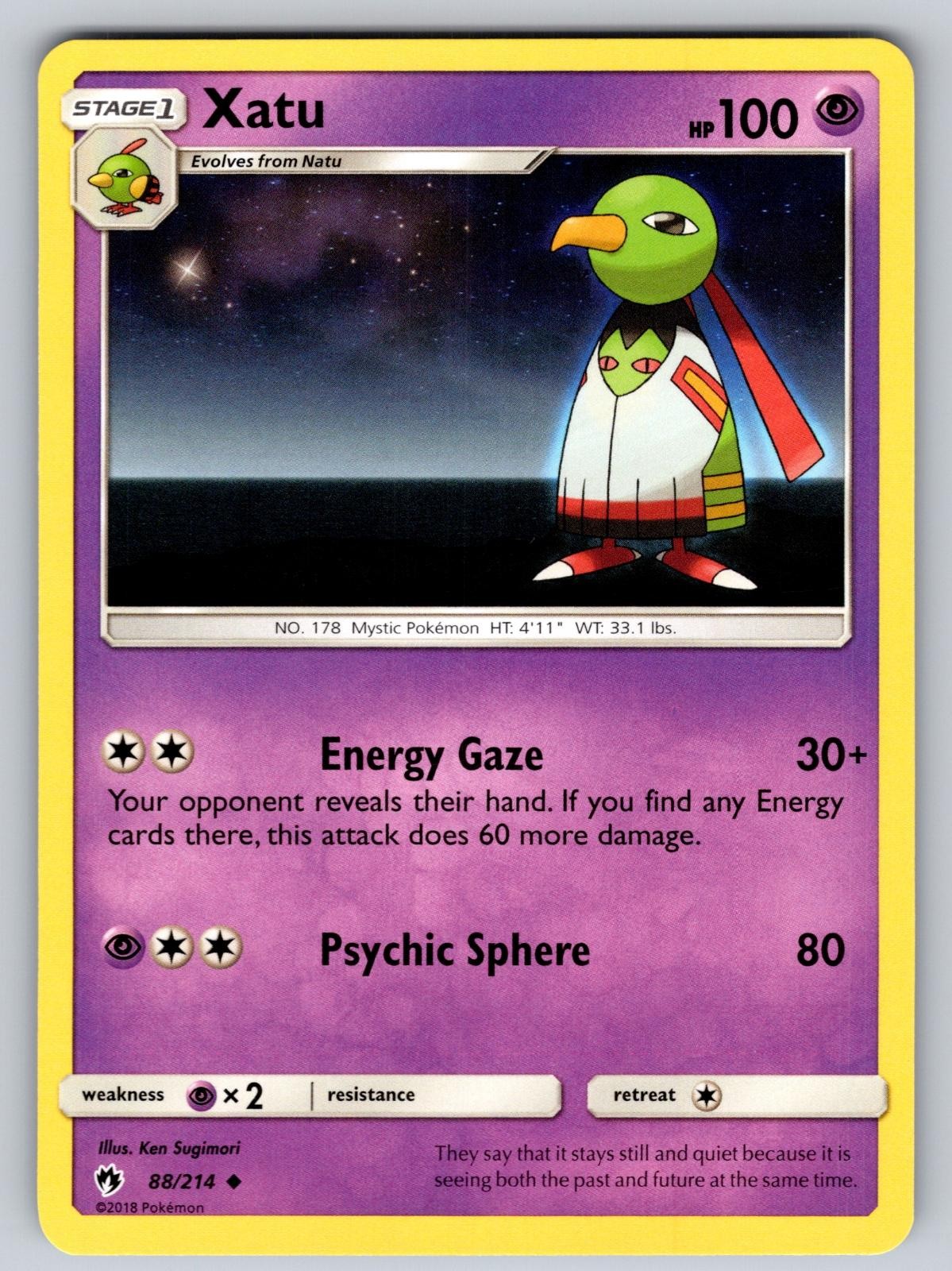 Xatu 88/214 Uncommon Lost Thunder Pokemon Near Mint