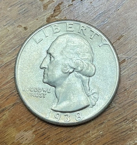 1938 P Washington Quarter, XF-AU, 90% Silver, 25 C