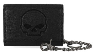 Harley-Davidson Skull Embossed Porte-monnaie en cuir de chaîne biker moyenne pour homme, noir