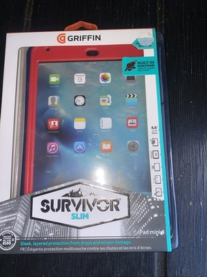 Griffin Survivor Slim for iPad Mini (4th gen.), Night Blue/red - All The Drop Pr