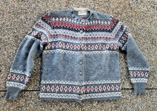 Vtg Jersild Fair Isle Women 100 Wool Sweater Sz Medium Gray