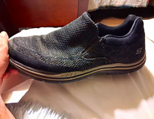 SKECHERS Mens Black Slip-On Athletic Sneakers...