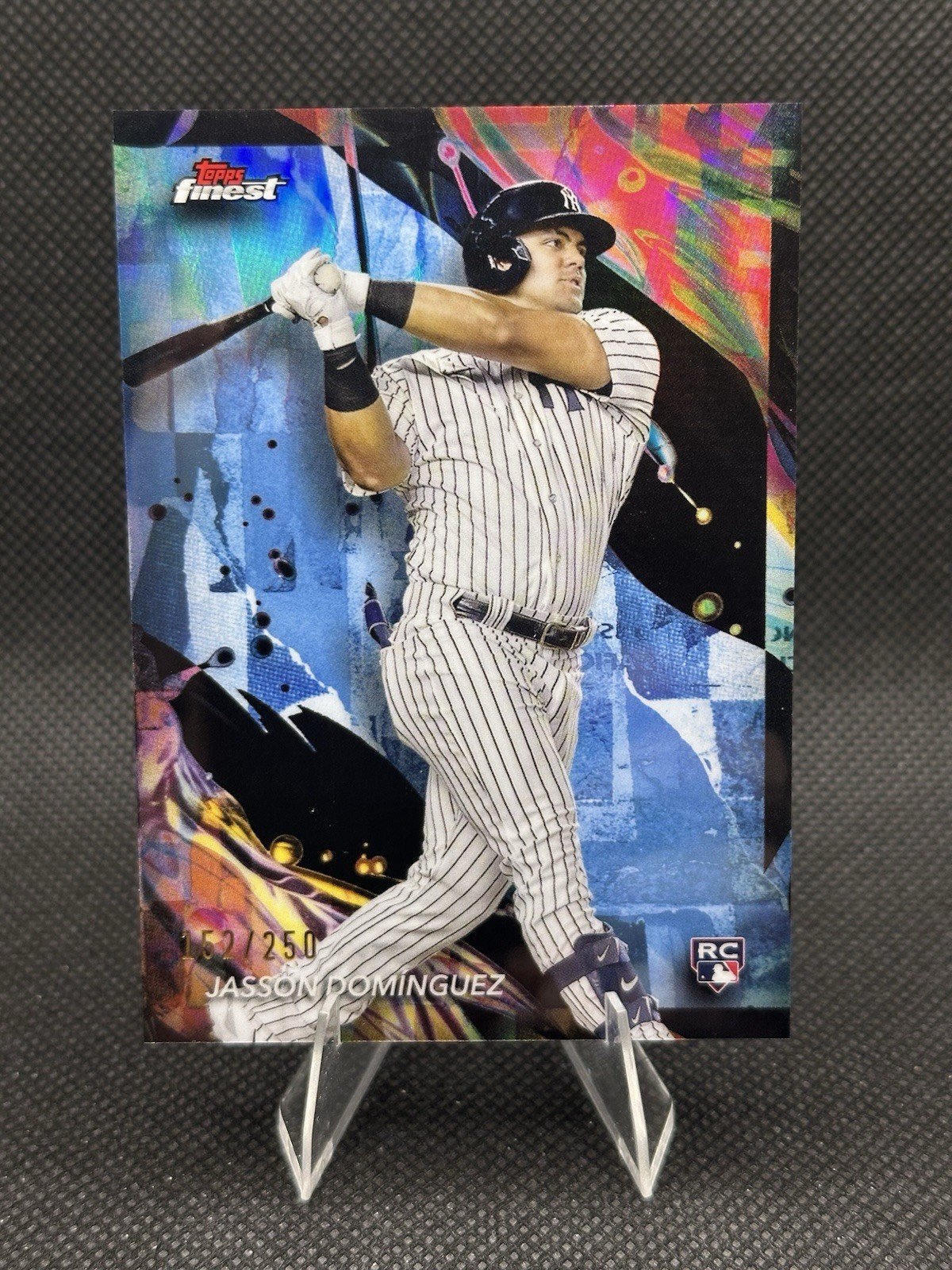 2024 Topps Finest - Uncommon Jasson Dominguez #168 Sky Blue Refractor /250 (RC)