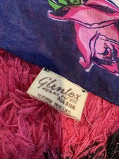 Vtg Japanese Glentex Silk Scarf Floral Rose 32x32  Mid Century Modern Art Deco