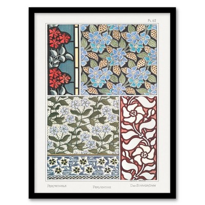 Maurice Pillard Verneuil Gerahmtes Wandbild Immergrün Blumenmuster Wohndeko