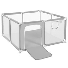 Baby Playpen 50x50 Inch Soft Breathable Mesh, Grey