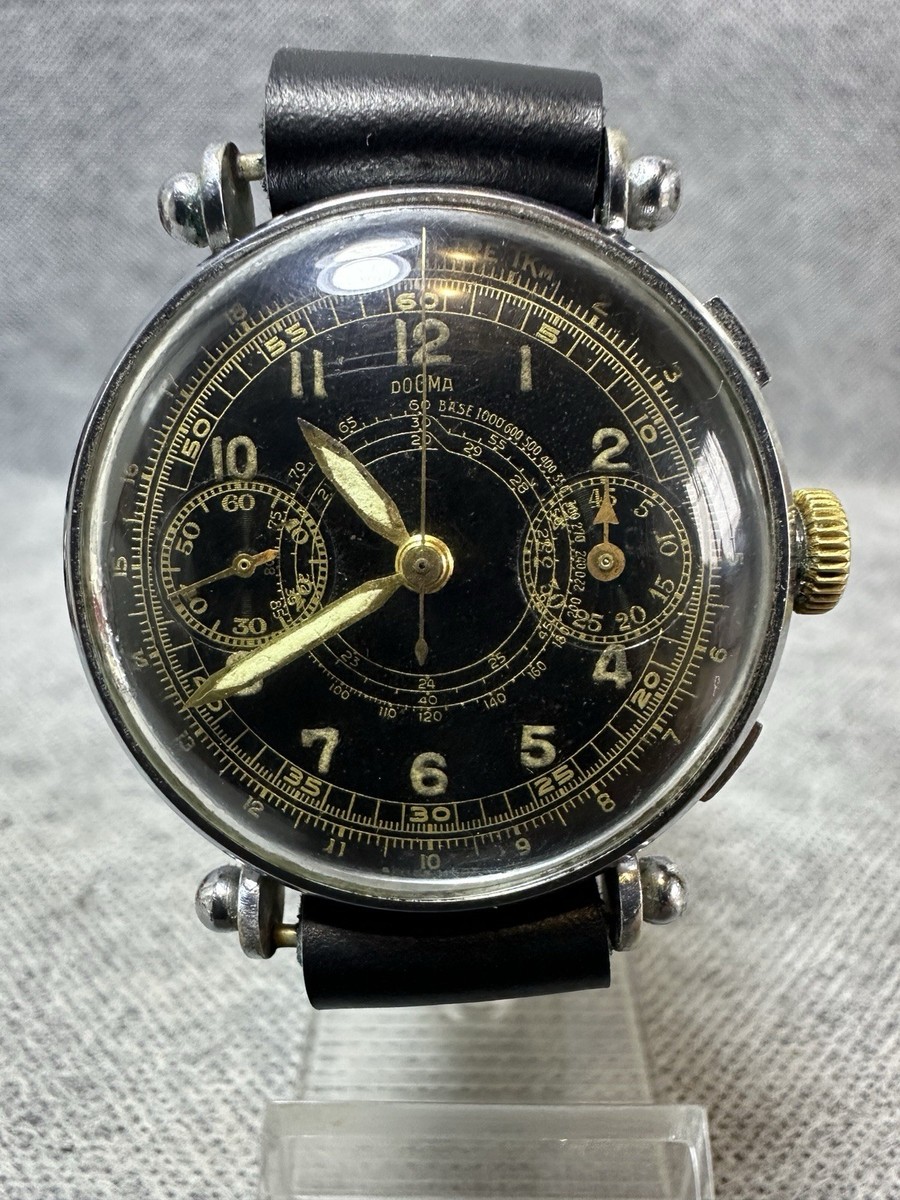 RARE MILITARY WW2 CHRONOGRAPH WATCH – DOGMA – 1939-1944. Landeron