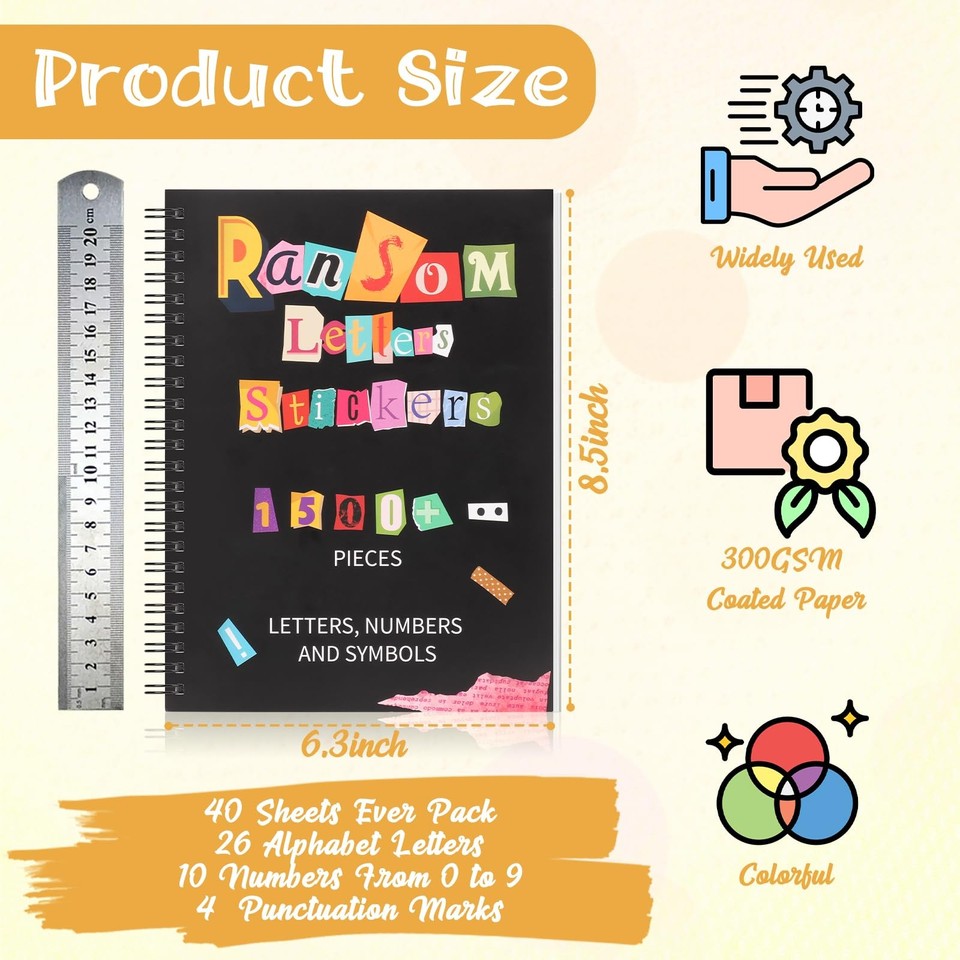 Canvas Ransom Message 1400+ Pcs Ransom Note Letter Sticker Book Alphabet Stickers for ...