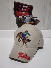 Rodeo Strapback Baseball Cap Brown One Size Adjustable Embroidered Acrylic
