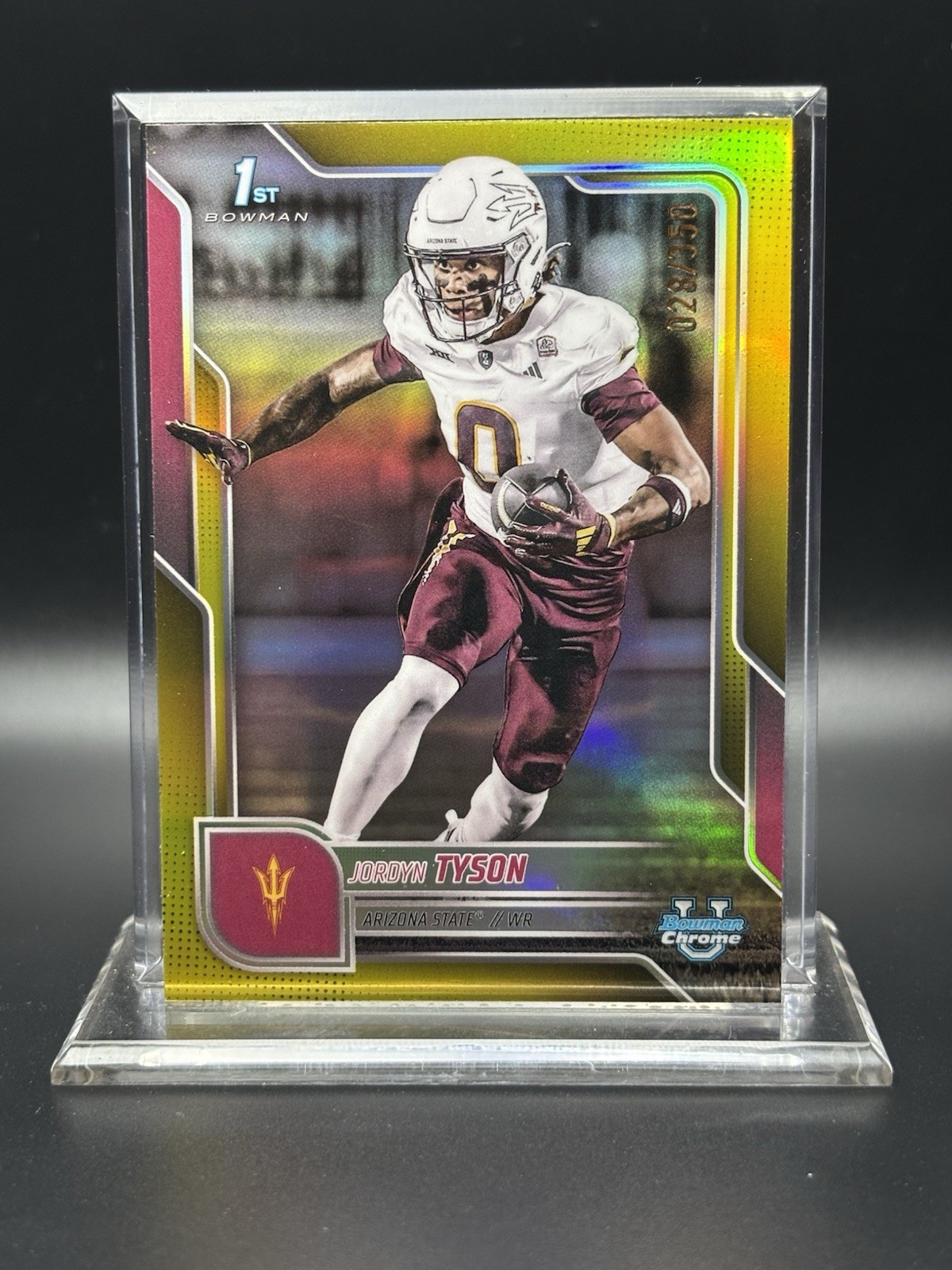 2025 Bowman U Chrome - Jordyn Tyson 1st Bowman Yellow Refractor /350 RC No. 31