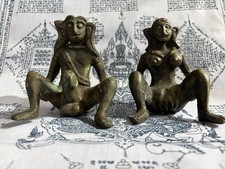Pair Of Antique Bronze Fertility Statues, Haripunchi Style From Northern Siam