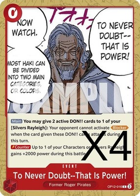 To Never Doubt--That Is Power! OP12-016 C  Legacy of the Master NM OPTCG x4