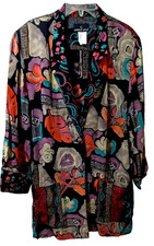 VINTAGE MACYS CAROLE LITTLE FLORAL EXOTIC PRINT OVERSIZED BLAZER WOMENS SZ 14