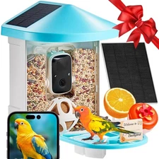 2K Resolution Bird Feeder with Camera AI Identify Solar Powered Anti-Squirrel