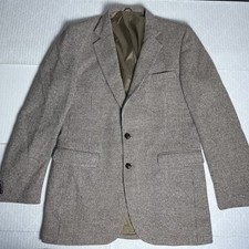 Stafford Men's Tweed Sport Coat Blazer Houndstooth Brown Wool Two Button 42 XT