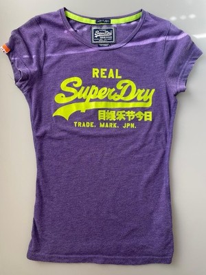 T-Shirt XS Super Dry Damen lila violett kurzer Arm