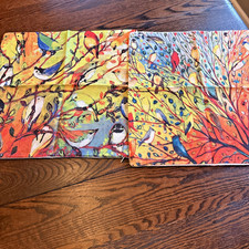 Decorative Pillow Covers 16" X 16" Colorful Tree Birds Fall Nature Pair 2 
