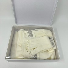 Calvin Klein Women's One Size Sparkle White Scarf Glove Beanie Hat Gift set New