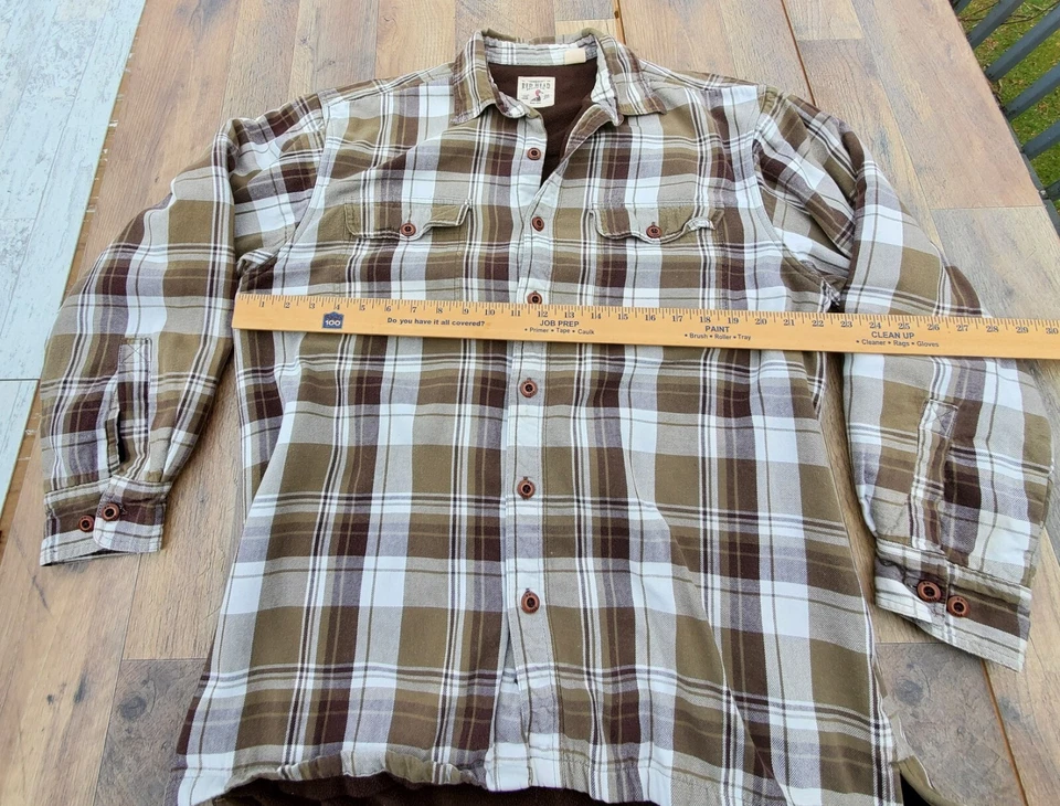 Camisa de manga larga de franela forrada de lana con botones a cuadros Red Head talla grande Foto 3 de 4