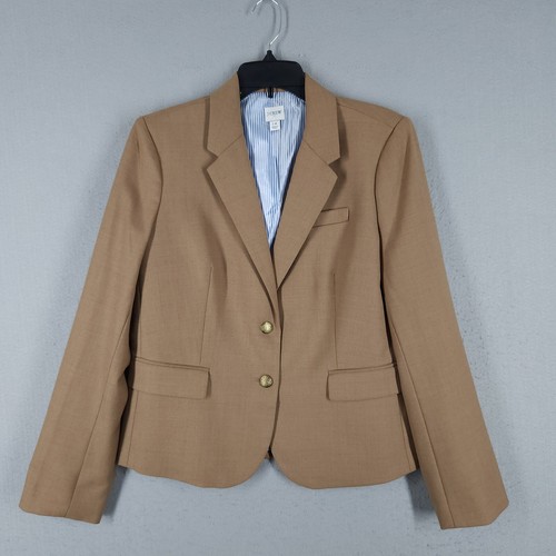 J Crew Schoolboy Blazer Womens 14 Camel Brown Structured Wool Blend Sport Coat