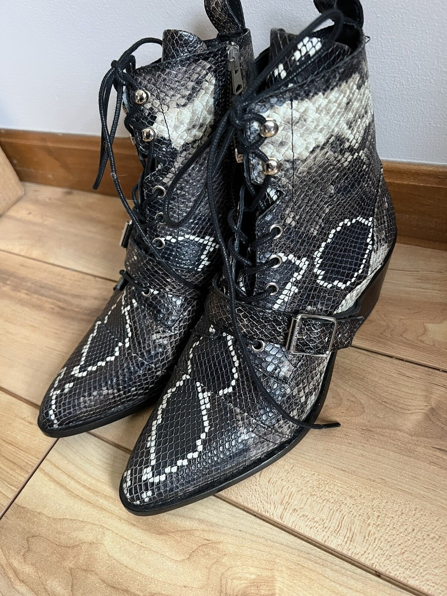 AllSaints Katy Snakeskin Leather Ankle Boots Sz - Main Image