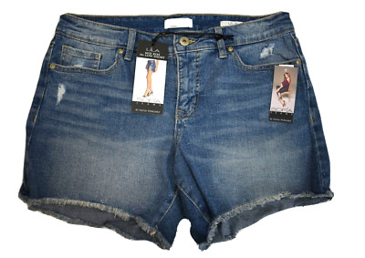 Sofia Vergara Women S Lila High Low Hem Denim Blue Jean Shorts NWT Size 8