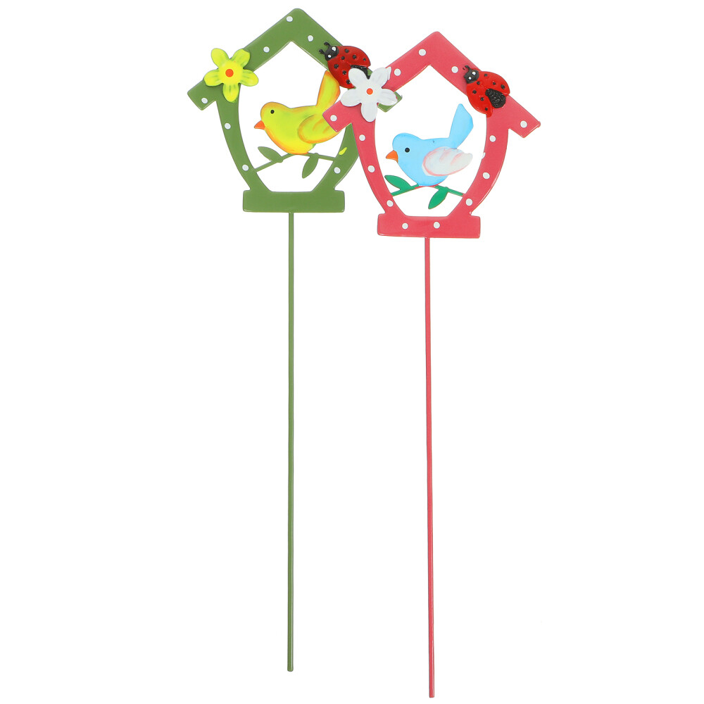 Wall Mounted Magazine Rack & 2 Garden Bird Stakes Colorful Metal Yard Art eBay