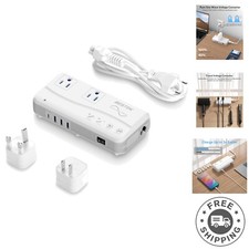 6-in-1 Travel Voltage Converter - Universal Adapter with AC  USB Fast Charging