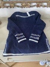 Sz XS Ann Taylor LOFT Boat Neck Sweater Navy White Preppy NWT