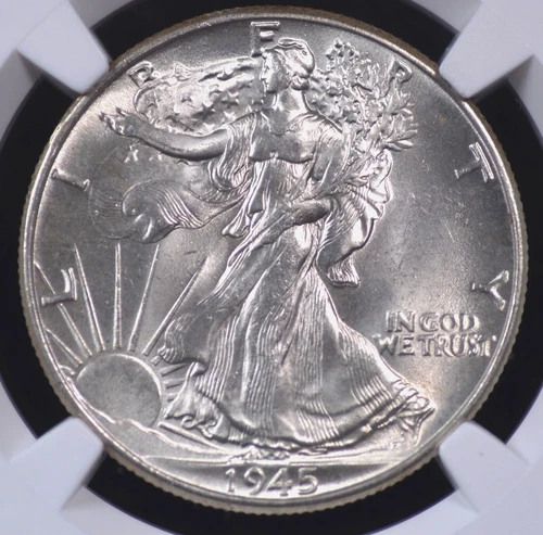 1945 WALKING LIBERTY HALF NGC MS 65 WELL STRUCK WHITE SATIN GEM THE LAST OF THE