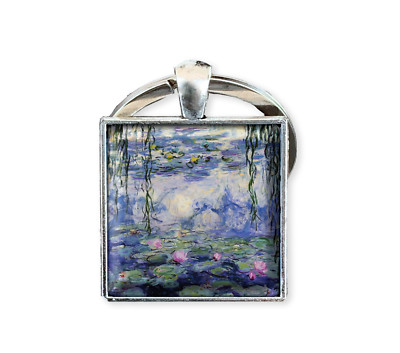 Monet's Water Lilies - Handmade Square KEY RING Keychain Key Fob 25mm