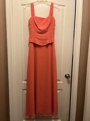 Jordan Sz 6 Long Beaded Wedding Prom Dress Formal Evening Gown Coral Pink  Salmon | eBay