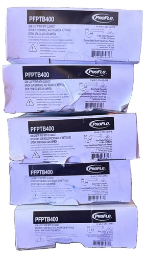 "Lot of 5"  PROFLO  PFPTB400 1-1/4" Chrome Semi Cast P Trap with Cleanout - Picture 1 of 3