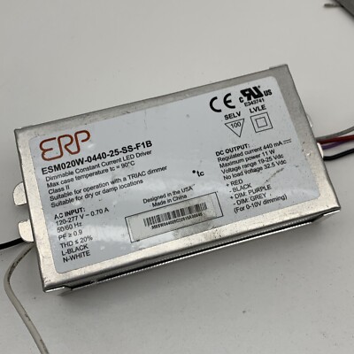 ERP ESM020W-0440-25-SS-F1B Dimmable Constant Current LED Driver 440mA 11W