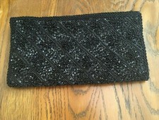 Vintage Black Beaded Purse--La Regale