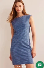 Boden 4 Floral Sleeveless Jersey Shift Dress Mini Sheath Mini Open Back Short