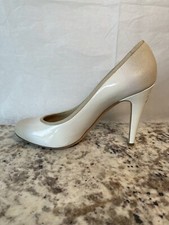 Authentic CHANEL Beige/White Ombre Patent Leather - CC Heel- Size 39.5 