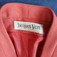 Jacques Vert Blazer Jacket Wool Blend Coral Salmon Pink Peach Lined Buttons Uk10