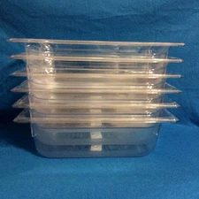6 Vollrath 8034410 Clear 1/3 Size Super Pan 3  Plastic Pan 2 qts 4.0 inches