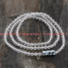 Natural 3mm Faceted White Spinel Round Gemstone Beads Necklace 14-36in AAA